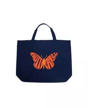 Бабочка — большая сумка-тоут Word Art La Pop Art, синий