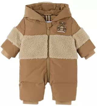 Baby Beige Down Зимний комбинезон Thomas Bear с аппликацией Baby Beige Burberry
