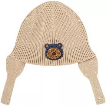 Baby Beige Шапочка-бини с рисунком Бежевая Moncler Enfant