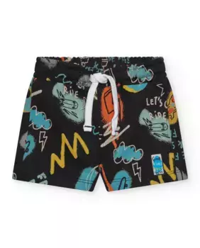 Baby boy бермудские шорты черного цвета с облаками и молниями Tuc tuc, чёрный