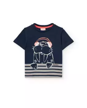 Baby boy футболка с коротким рукавом и круглым вырезом Boboli, тёмно-синий