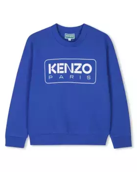 Baby boy хлопчатобумажный свитшот с логотипом спереди Kenzo Kids, синий индиго