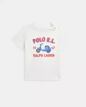 Baby boy хлопковая футболка с коротким рукавом Polo Ralph Lauren, белый