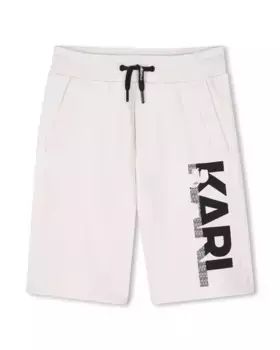 Baby boy хлопковые шорты-бермуды с логотипом Karl Lagerfeld Kids, бежевый