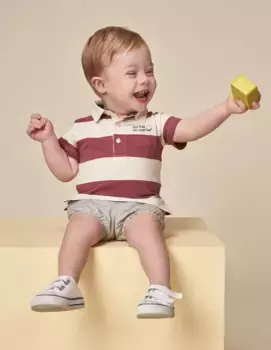 Baby boy рубашка поло с коротким рукавом в полоску Gocco, пурпурный