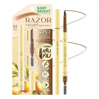 Baby Bright Карандаш для бровей Razor Sharp 0,15г. 01 Жженая карамель, Burnt Caramel
