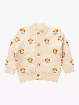 Baby From One To Other Вязаный кардиган с цветочным узором Little Green Radicals, натуральный/мульти