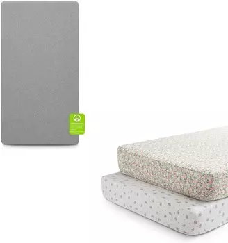 Baby Gap True Двухъярусная кроватка Deluxe для сна и матрас для малышей + простыни для детской кроватки Delta с подогнанными простынями для девочек и мальчиков (2 шт. в упаковке), розовый цветочный принт (комплект) Delta Children, Pink Floral