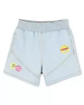 Baby girl хлопковые джинсовые шорты с эластичной талией Kenzo Kids, голубой