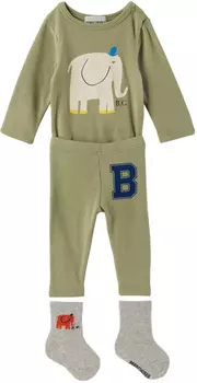 Baby Green Комплект из трех предметов The Elephant Светло-зеленый Bobo Choses