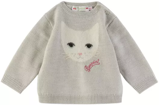 Baby Grey Woolmark Edition Almire Свитер Серый с принтом Bonpoint
