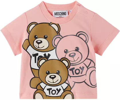 Baby Pink Футболка Teddy Friends Розовая Moschino