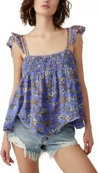 Babydoll Nala с принтом Free People, цвет Cobalt Combo