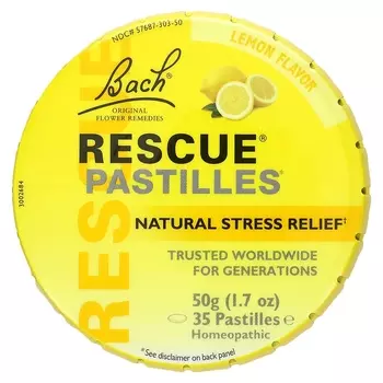 Bach Original Flower Remedies Спасательные пастилки естественное снятие стресса лимонный вкус 35 пастилок, 50 г
