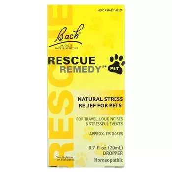 Bach Оригинальные цветочные лекарства Rescue Remedy Pet для животных пипетка на 0,7 жидкой унции (20 мл)