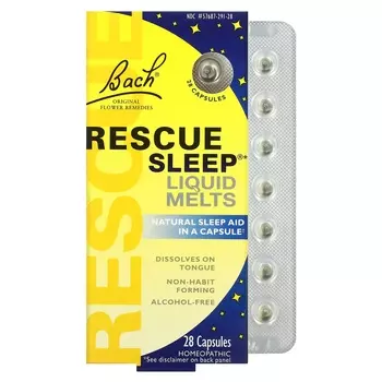 Bach Rescue Sleep поддержка сна цветочные капсулыдля рассасывания с жидкостью, 28 капсул