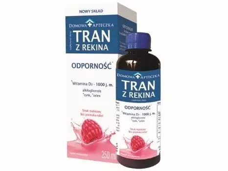 БАД, Домашняя аптечка, Масло гренландской акулы, БАД, вкус малины, 250 мл Domowa Apteczka