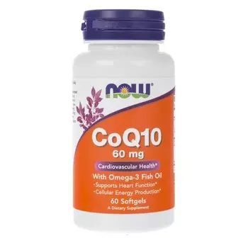 БАД, Now Foods, Коэнзим Q10 60 мг + Омега-3, 60 капсул