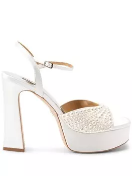 Badgley Mischka 90 мм атласные сандалии Bryleigh, белый
