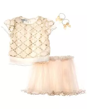 Badgley Mischka Вышитый комплект из топа и юбки, черный