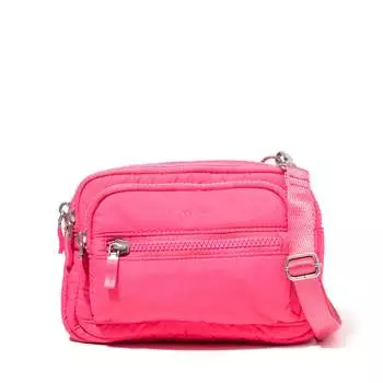 Baggallini Женская маленькая сумка через плечо Bagg с тройной молнией, цвет Hot Pink Puff