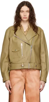 Байкерская кожаная куртка цвета хаки Acne Studios