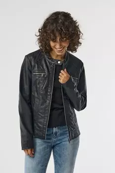 Байкерская куртка без воротника из полиуретана Only, черный