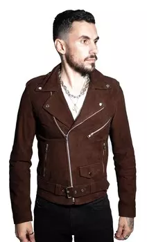 Байкерская куртка brando из козьей замши melbourne Infinity Leather, коричневый