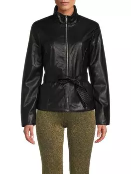 Байкерская куртка Calvin Klein из искусственной кожи с поясом, черный