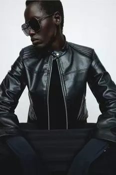 Байкерская куртка H&M, черный