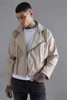 Байкерская куртка из искусственной кожи boxy fit Boohoo, серый