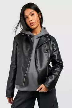 Байкерская куртка из искусственной кожи для беременных boohoo, черный