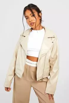 Байкерская куртка из искусственной кожи petite Boohoo, серый