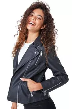 Байкерская куртка из искусственной кожи Roman, черный