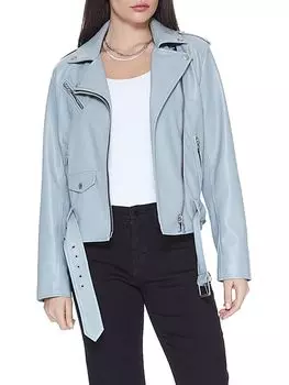 Байкерская куртка из искусственной кожи с поясом Blue Revival, цвет Dusty Blue