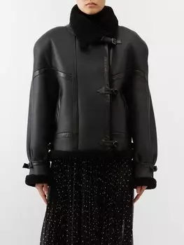 Байкерская куртка из кожи и овчины Saint Laurent, черный