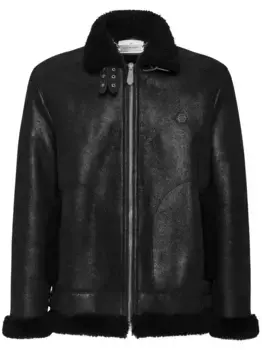 Байкерская куртка из овчины Philipp Plein, черный