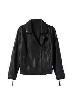 Байкерская куртка из ягненка наппа, байкерский стиль sheego, черный