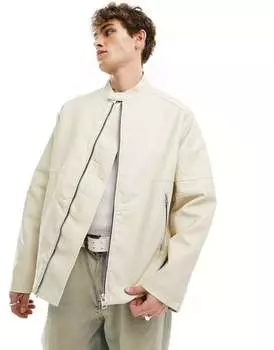 Байкерская куртка на молнии Bershka цвета экрю