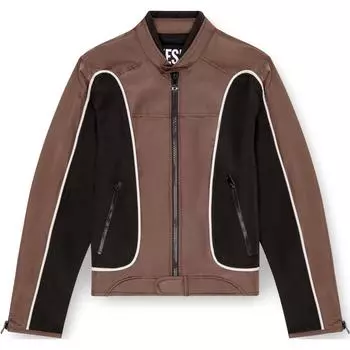 Байкерская куртка на молнии J-Blink Colourblock DIESEL, черный/коричневый