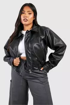Байкерская куртка на молнии с воротником из искусственной кожи Plus Plus boohoo, черный