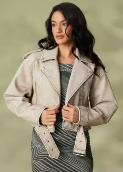 Байкерская куртка оверсайз Quiz, бежевый