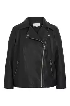 Байкерская куртка с эффектом кожи Evoked by Vila, черный