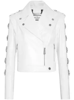 Байкерская куртка с кристаллами Philipp Plein, белый