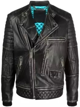 Байкерская куртка с логотипом Philipp Plein, черный