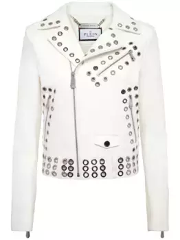 Байкерская куртка с люверсами Philipp Plein, белый