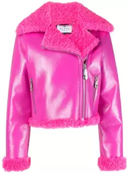 Байкерская куртка с меховой отделкой Philipp Plein, розовый