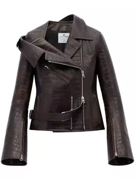 Байкерская куртка с тиснением под крокодила Courrges, коричневый