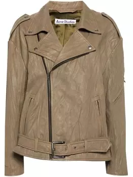 Байкерская куртка с жатым эффектом Acne Studios, коричневый