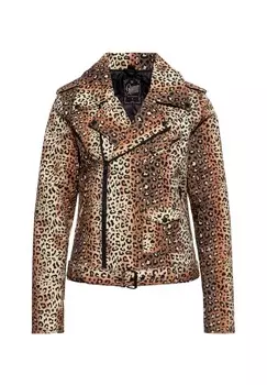 Байкерская куртка со сплошным леопардовым принтом Motor Queen Service QUEEN KEROSIN, цвет Leo